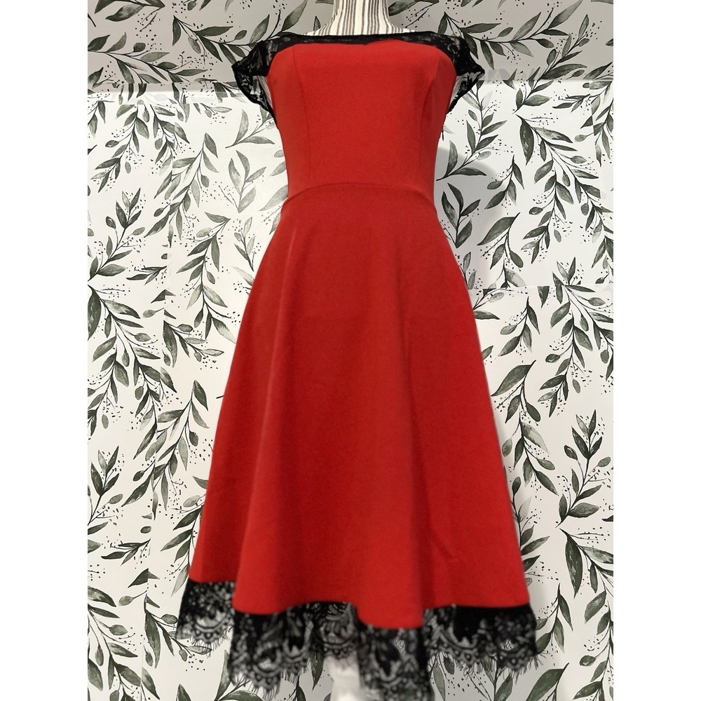 HR Homrain Classic Vintage Style Red Dress Sz S 4/6 New Elegant Retro Style #6